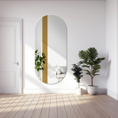 Ovale spiegel met decoratieve streep in goudglans - EMMA