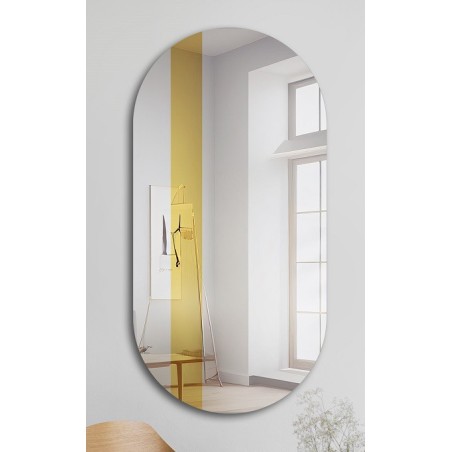 Ovale spiegel met decoratieve streep in goudglans - EMMA
