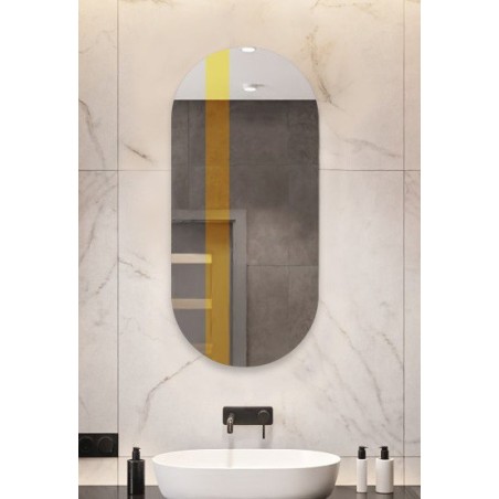 Ovale spiegel met decoratieve streep in goudglans - EMMA