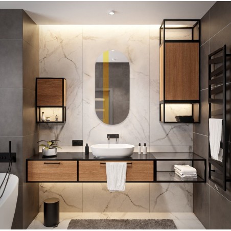 Ovale spiegel met decoratieve streep in goudglans - EMMA