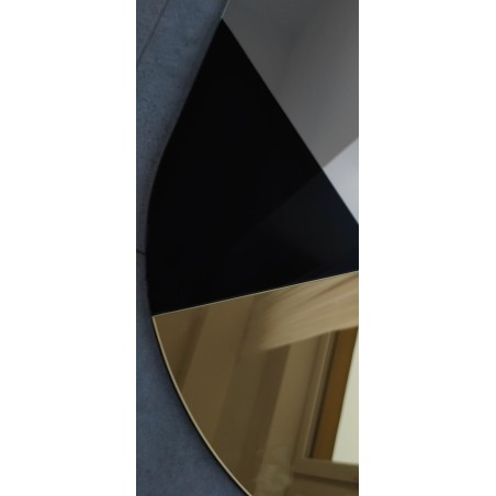 Ovale spiegel met decoratief goud-koperkleurig paneel en zwart lacobel - RIO