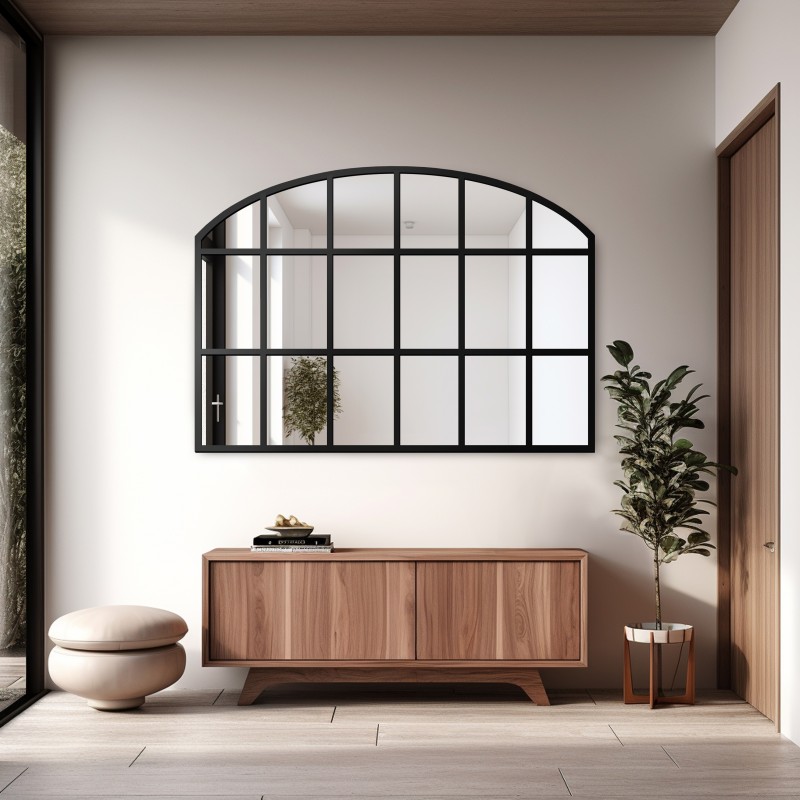 Miroir de fenêtre de grenier avec meneaux en MDF - REBEKA - couleur du cadre au choix