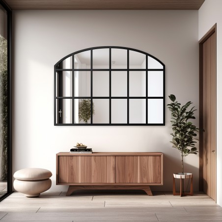 Miroir de fenêtre de grenier avec meneaux en MDF - REBEKA - couleur du cadre au choix