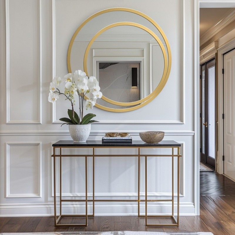 Miroir rond dans un double cadre en mdf - JASMIN