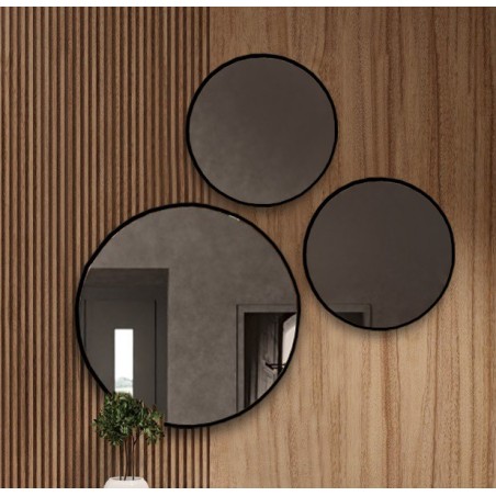 Set van drie ronde spiegels in mdf slanke lijst - FITRI II