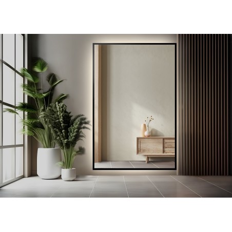 Spiegel in zwart frame met verlichting - 1503 LED - kleur frame naar keuze