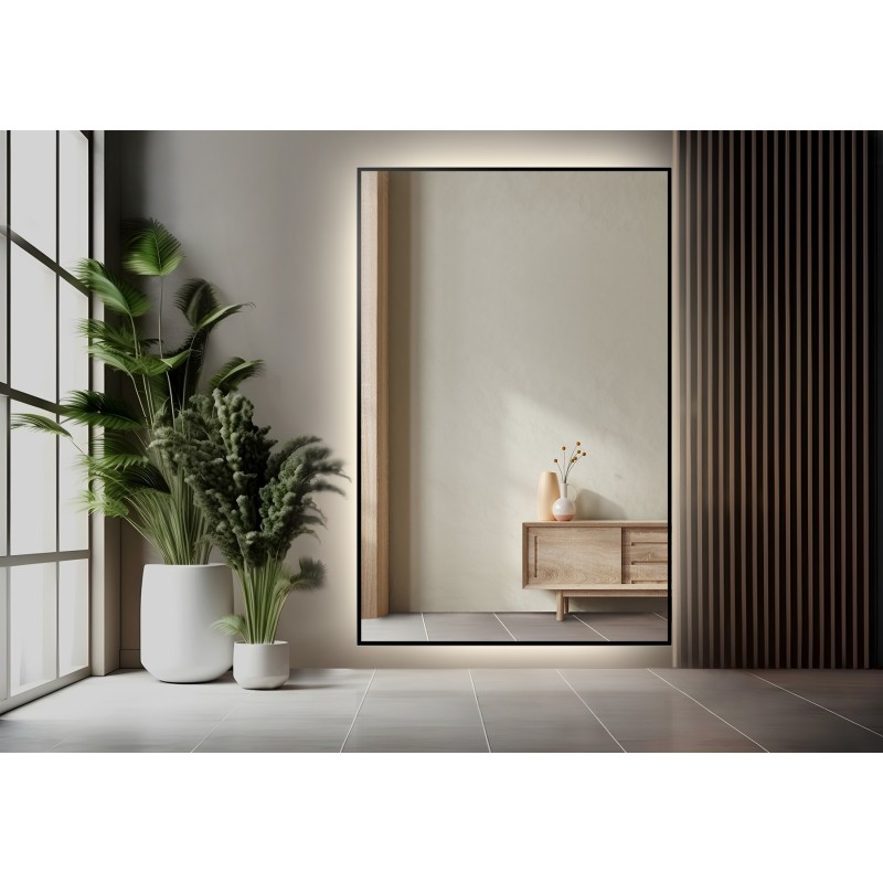 Spiegel in zwart frame met verlichting - 1201 LED - kleur frame naar keuze