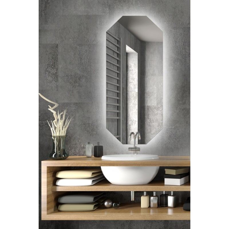 Achthoekige spiegel met verlichting - OKTAGON LED