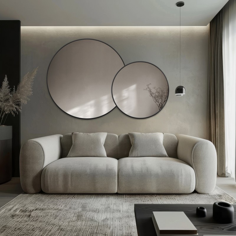 Ronde spiegel in mdf smalle lijst - DOTTI