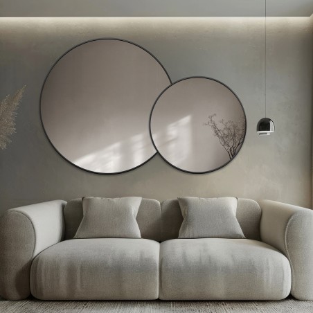 Ronde spiegel in mdf smalle lijst - DOTTI