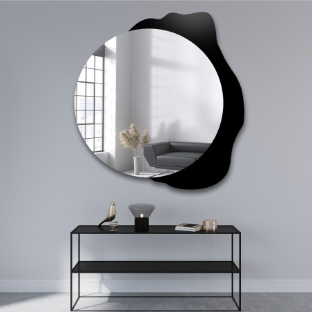 Decoratieve ronde spiegel op zwarte beits - PLAMKO