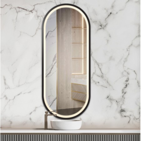 Miroir ovale dans un cadre en mdf avec éclairage - OSKAR LED II