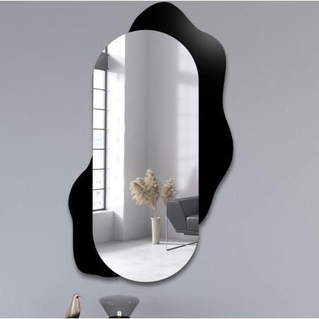 Decoratieve ovale spiegel op zwarte beits - KLEKS