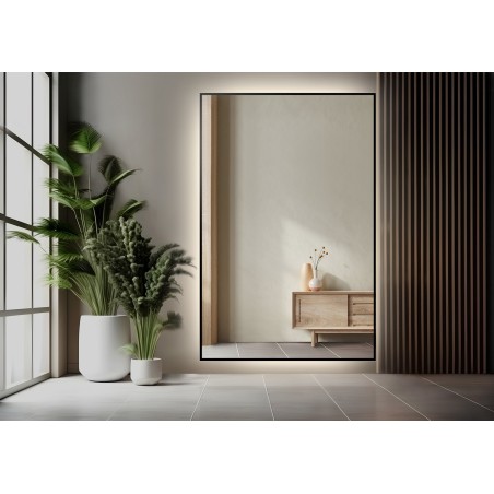 Miroir dans un cadre noir avec éclairage - 1201 LED - sur mesure
