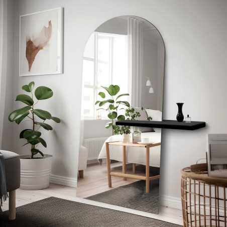 Moderne staande semi-ovale spiegel met legplank - FRANK SHELF