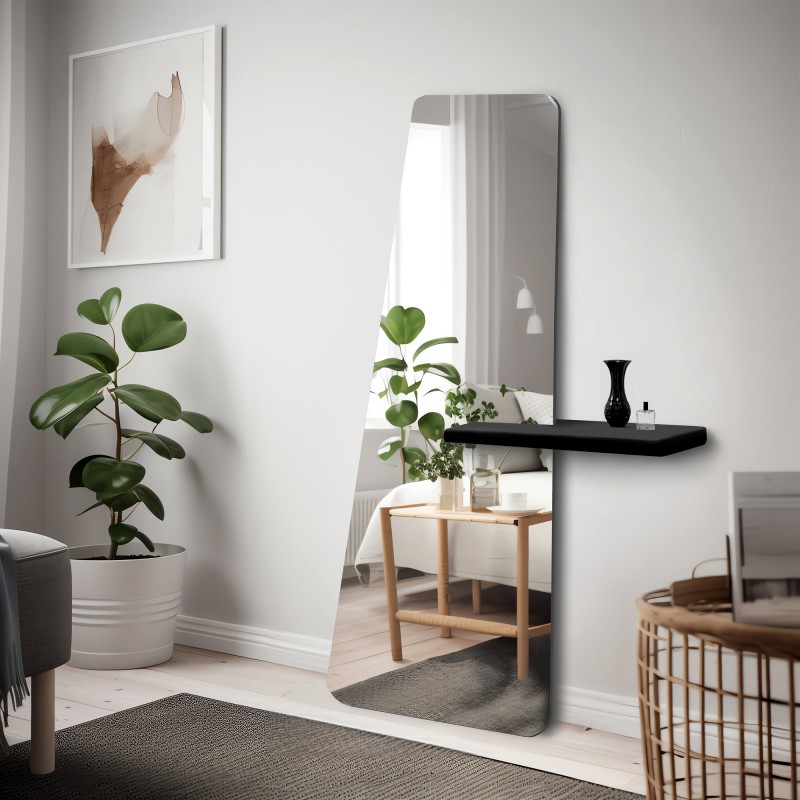 Moderne staande onregelmatige spiegel met plank - MATEO SHELF