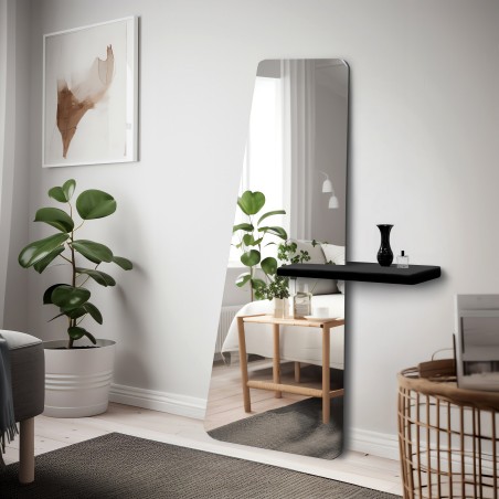 Moderne staande onregelmatige spiegel met plank - MATEO SHELF