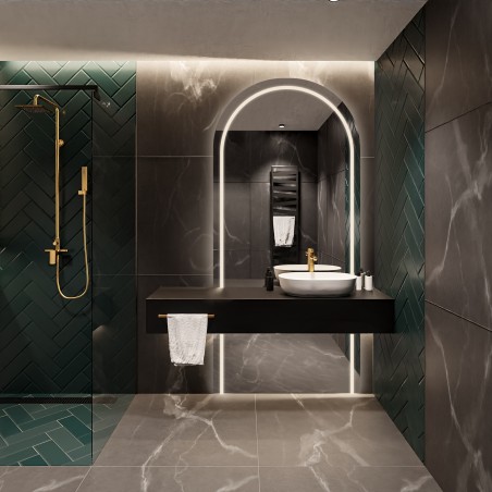 Halfovale spiegel met verlichting - PLATO IN TWEE LED-DELEN