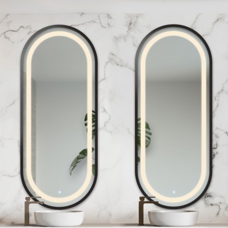 Jeu de miroirs ovales dans un cadre en mdf avec éclairage - OSKAR SET IN LED FRAME III