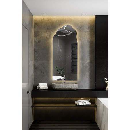 Halfovale spiegel met organische vorm en verlichting - AURO LED 1