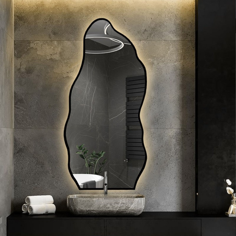 Miroir de forme organique dans un cadre avec éclairage - AURO IN LED FRAME 2