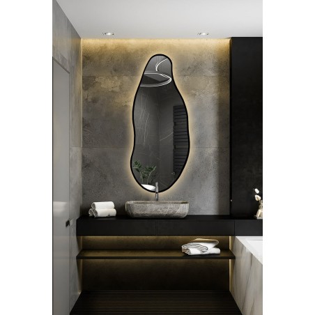 Spiegel met organische vorm in frame met verlichting - BARYT IN LED FRAME