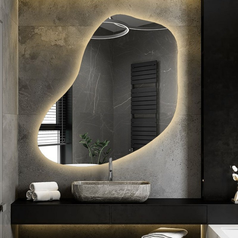 Organisch gevormde spiegel met verlichting - KWARC LED