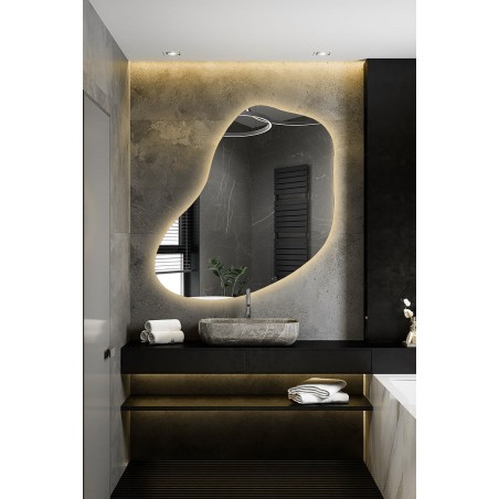 Organisch gevormde spiegel met verlichting - KWARC LED