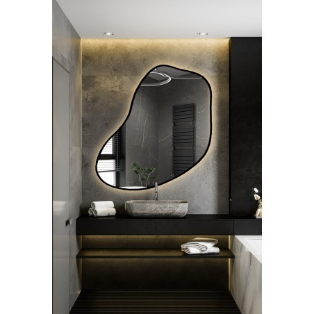 Spiegel met organische vorm in frame met verlichting - KWARC IN LED FRAME