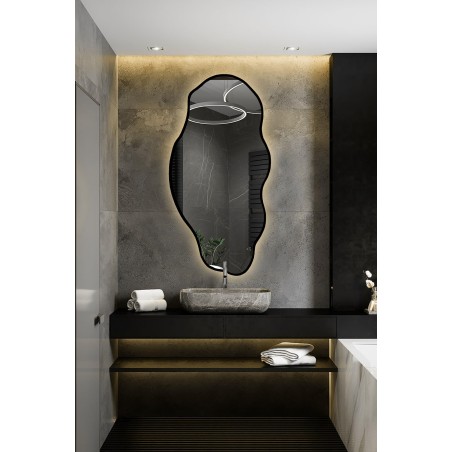 Organisch gevormde spiegel in lijst met verlichting - LOLIT IN LED FRAME