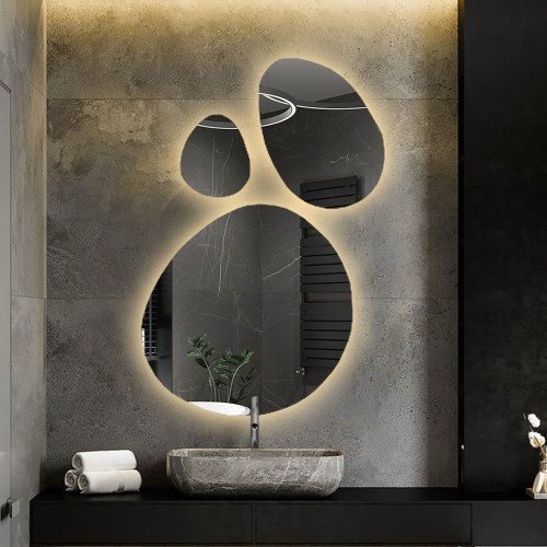 Zestaw trzech luster o organicznym kształcie z podświetleniem - OPALIT LED