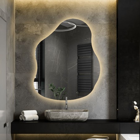 Organisch gevormde spiegel met verlichting - STONE LED