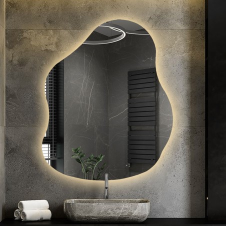 Organisch gevormde spiegel met verlichting - STONE LED