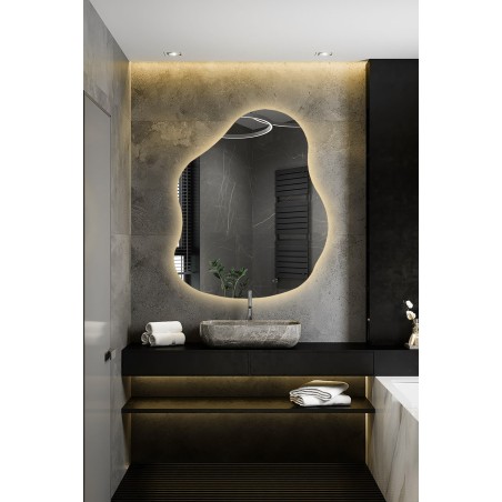 Organisch gevormde spiegel met verlichting - STONE LED