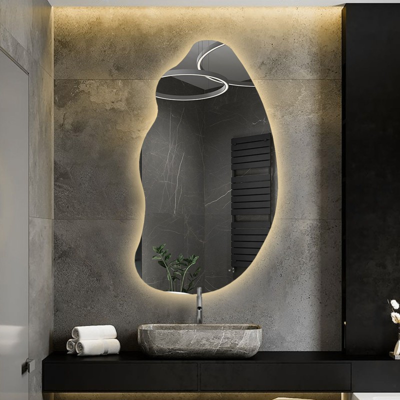 Organisch gevormde spiegel met verlichting - TOPAZ LED