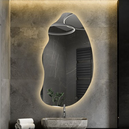 Organisch gevormde spiegel met verlichting - TOPAZ LED