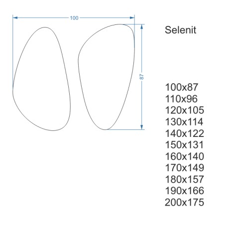 Set van twee onregelmatige spiegels in een frame - SELENIT IN EEN FRAME